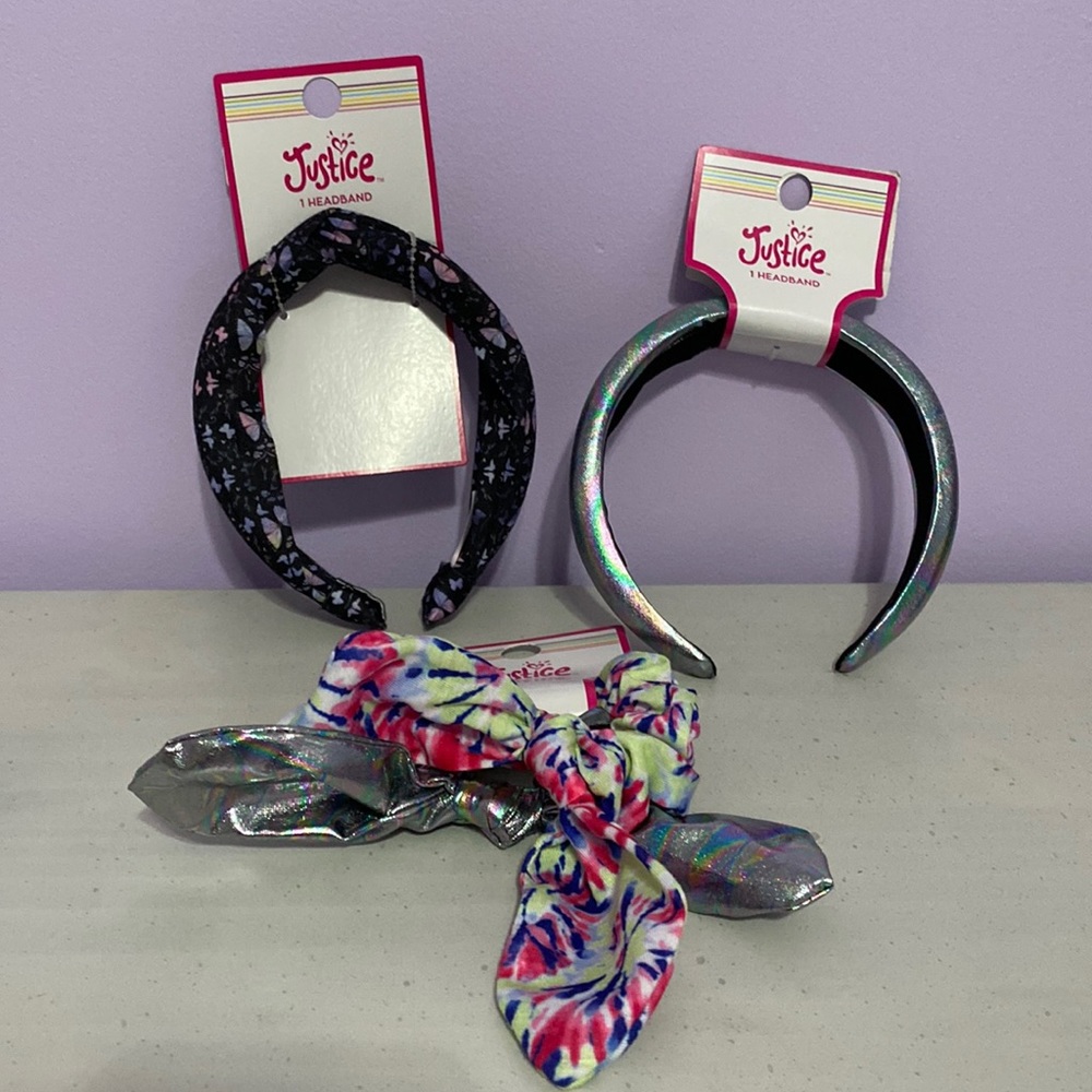New Justice headbands and scrunchies